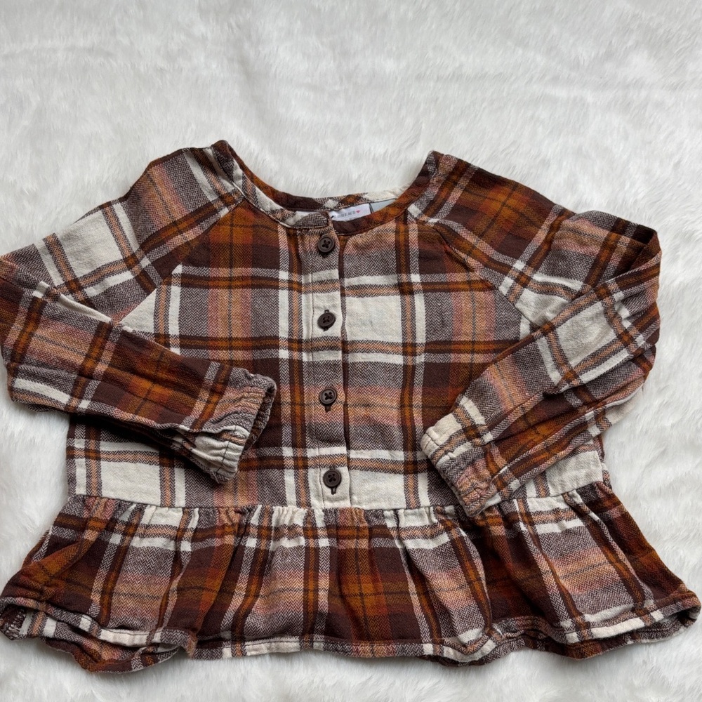 The Children's Place Brown and Cream Plaid Button-Down Shirt
